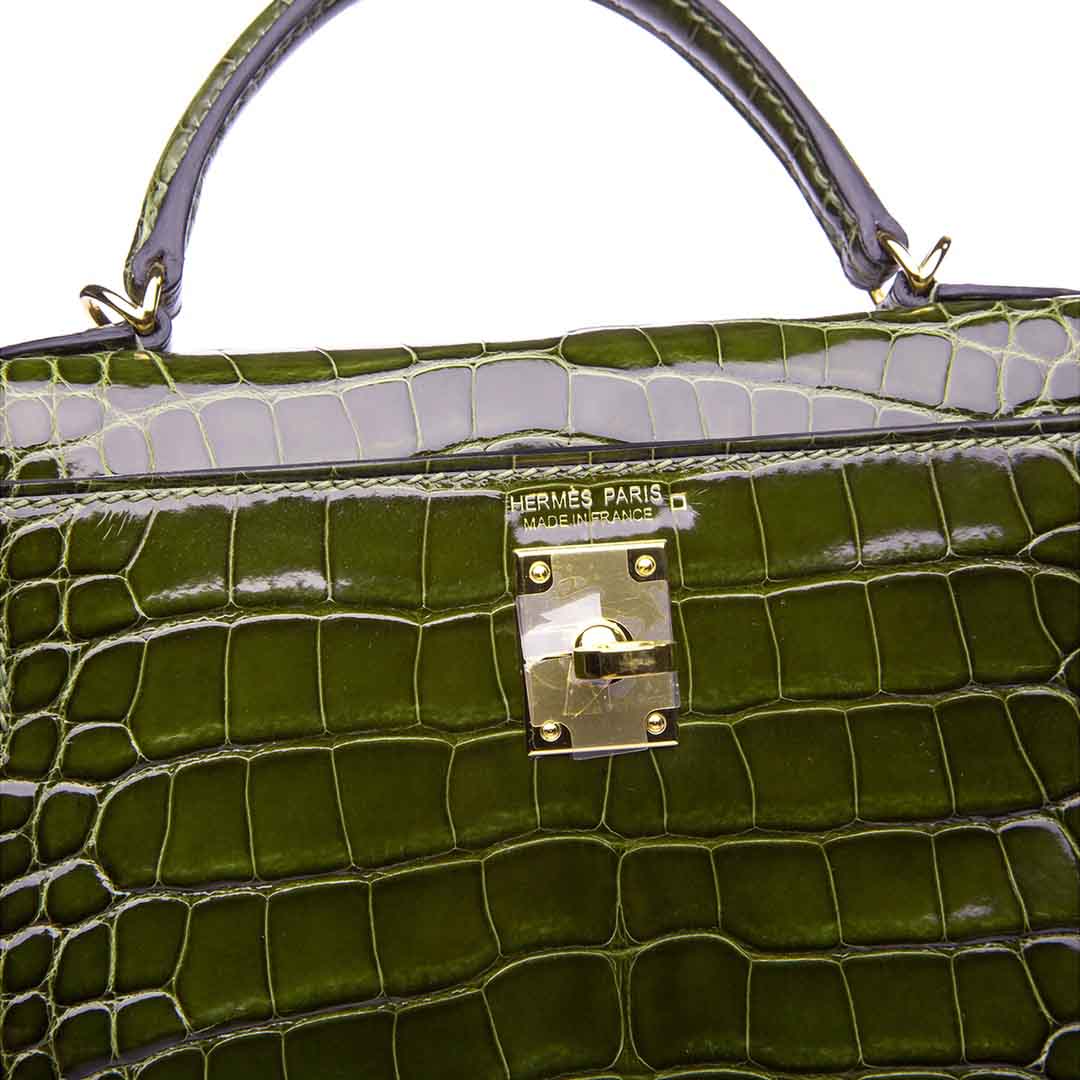 橄榄绿高光女士休闲手提包